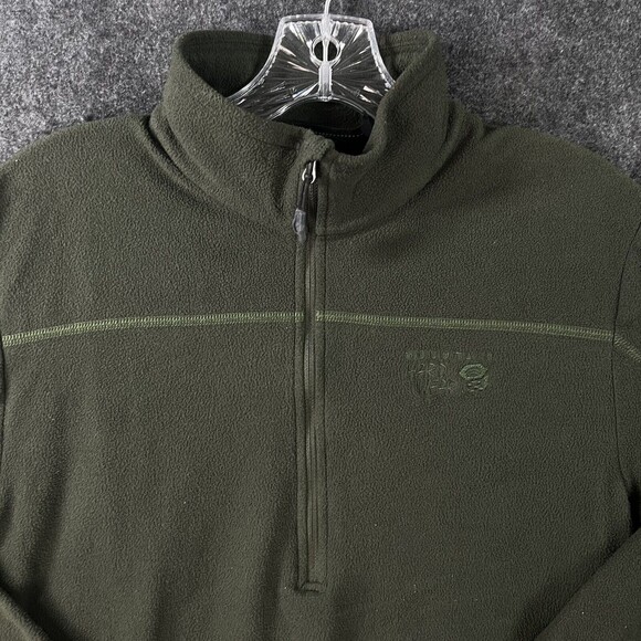 Mountain Hardwear Sweatshirt Men’s Medium Green Fleece Microchill 1/4 Zip Jacket - Picture 2 of 8